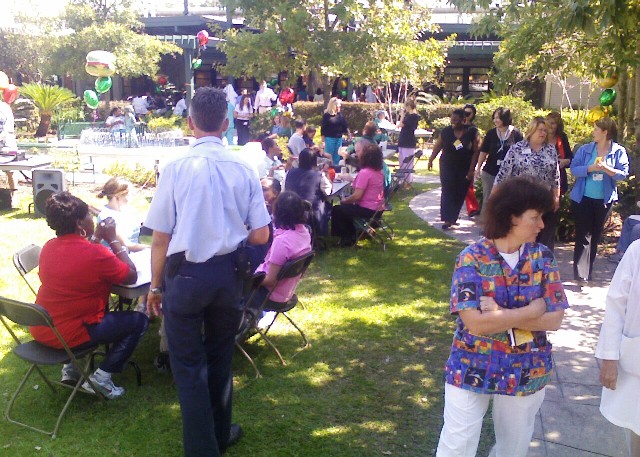 Children's Hospital Picnic, the food line is starting to form!!