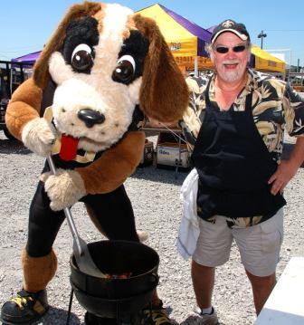 Saints mascot, Gumbo and Chef Emile