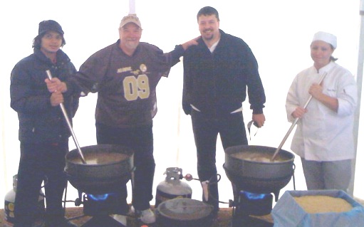 Sanjay, Myself, Tim Kellen and Angie Havens, cook Jambalaya