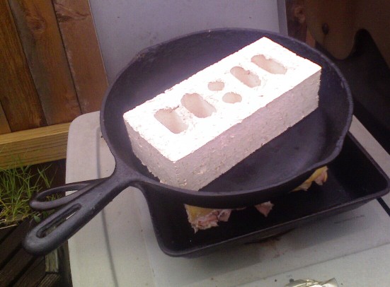 Add weight to flatten the sandwich.