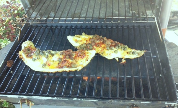 Peppadew Redfish Clams on the grill