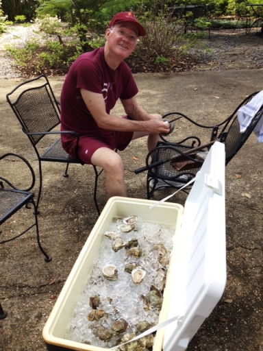 Pat shucking AND EATING oysters!