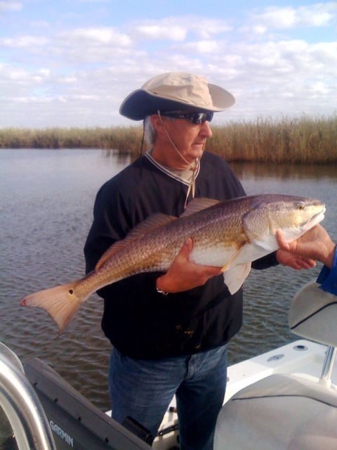 Karl Schneider with his first redfish!