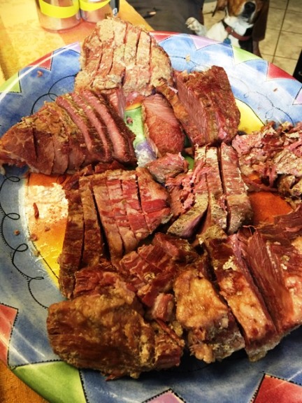 Sliced Corned Beef after boiling